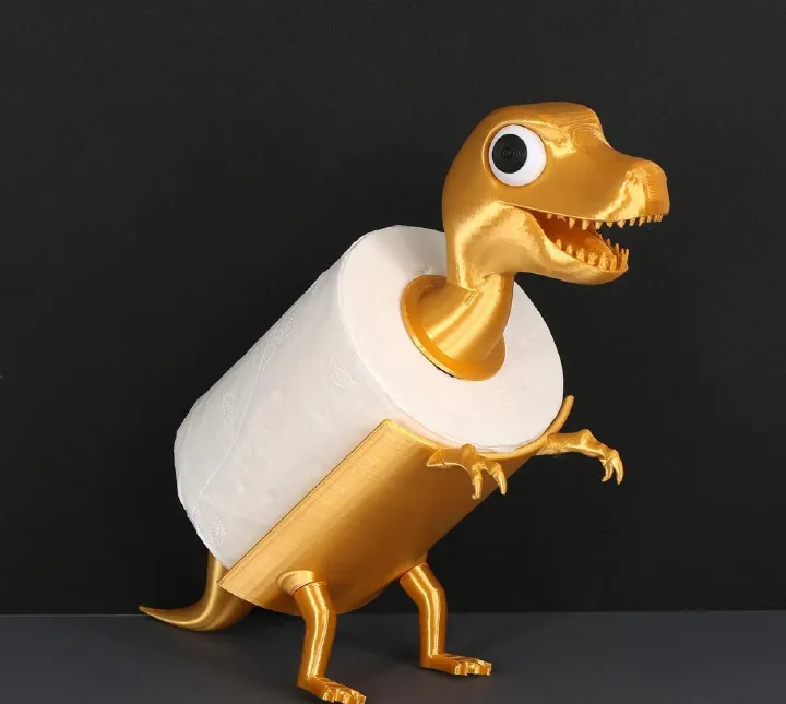 1pc Creative Golden Dinosaur Paper Roll Holder, for holding toilet paper rolls, suitable for residential bathrooms