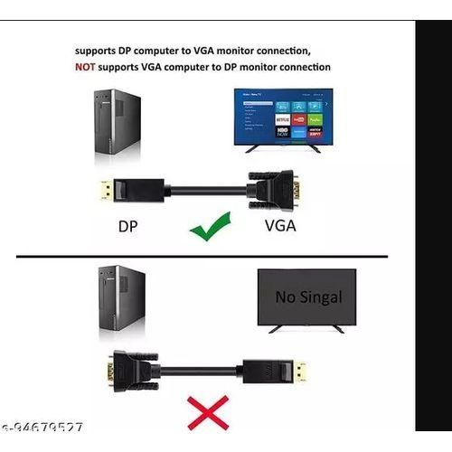 DisplayPort to VGA Cable – DP Male to VGA Male – HD Video Converter Cable