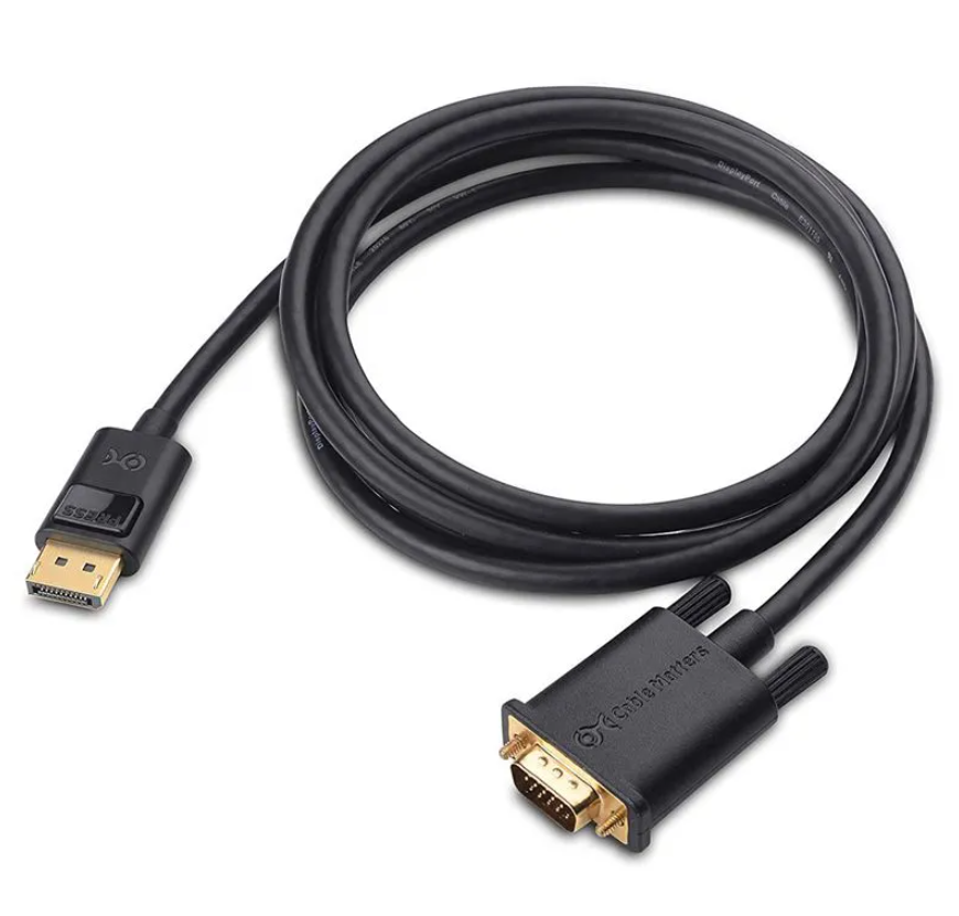 DisplayPort to VGA Cable – DP Male to VGA Male – HD Video Converter Cable