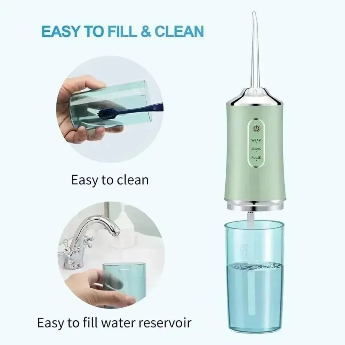 Oral Irrigator Portable Dental Water Flosser USB Rechargeable Water Jet Floss Tooth Pick 4 Jet Tip 220ml 3 Modes Teeth PH260