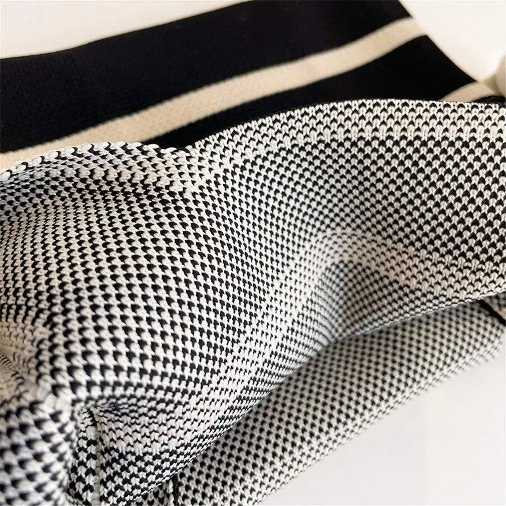 Women Mini Handbag Handmade Knit Knot Wrist Bag Japanese Color Wide Stripe Plaid Tote Bag Student Reusable Shopping Bags