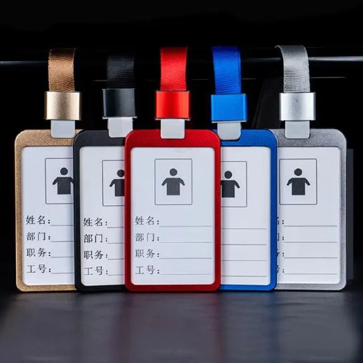 Fashion Card Cover Women Aluminum Alloy Work Name Card Holders Business Work Card ID Badge Lanyard Holder Metal Bags Case