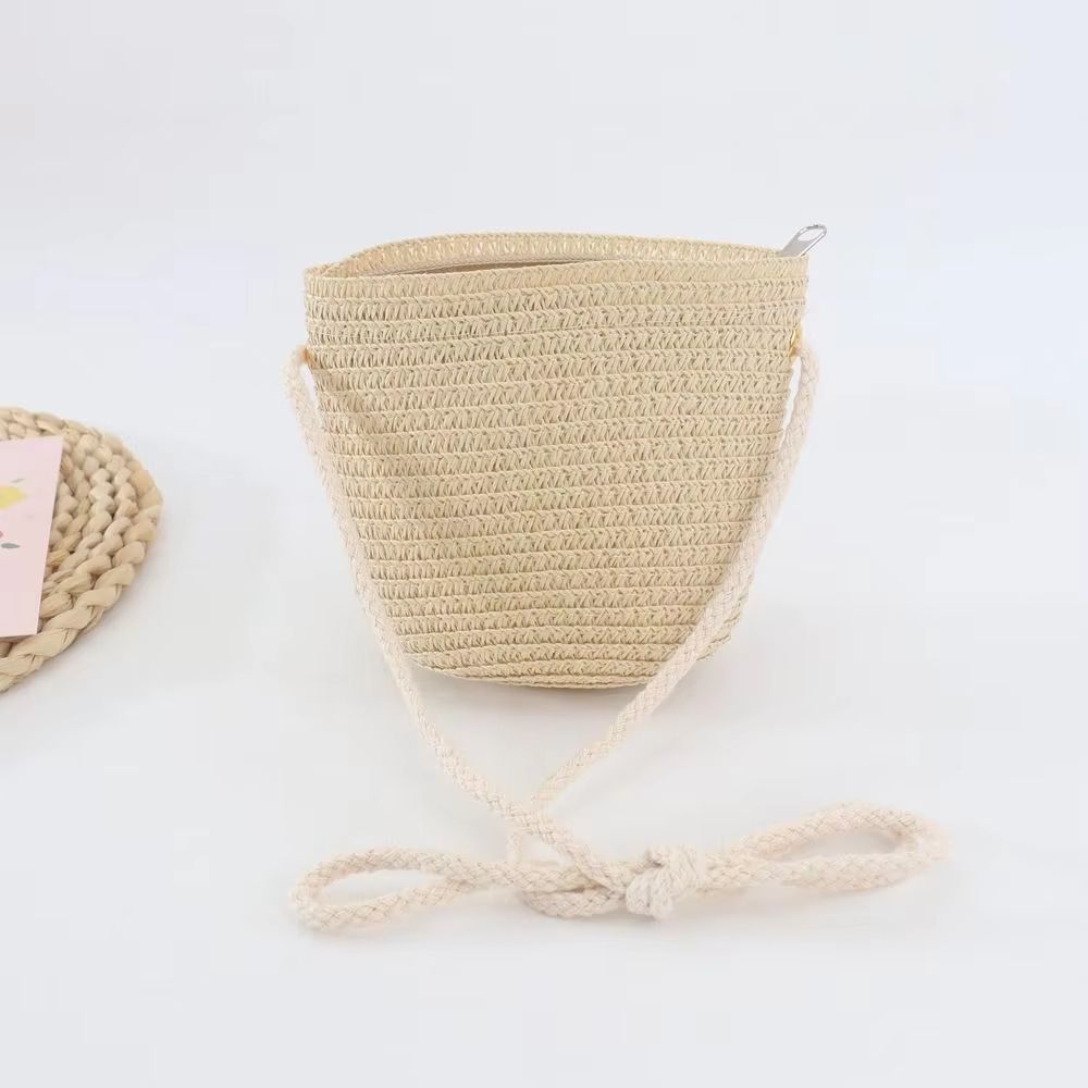 New Summer Children Girls Shoulder Bag Creative Pure Color Straw Messenger Bag Kids Coin Purse Cute Princess Mini Handbag