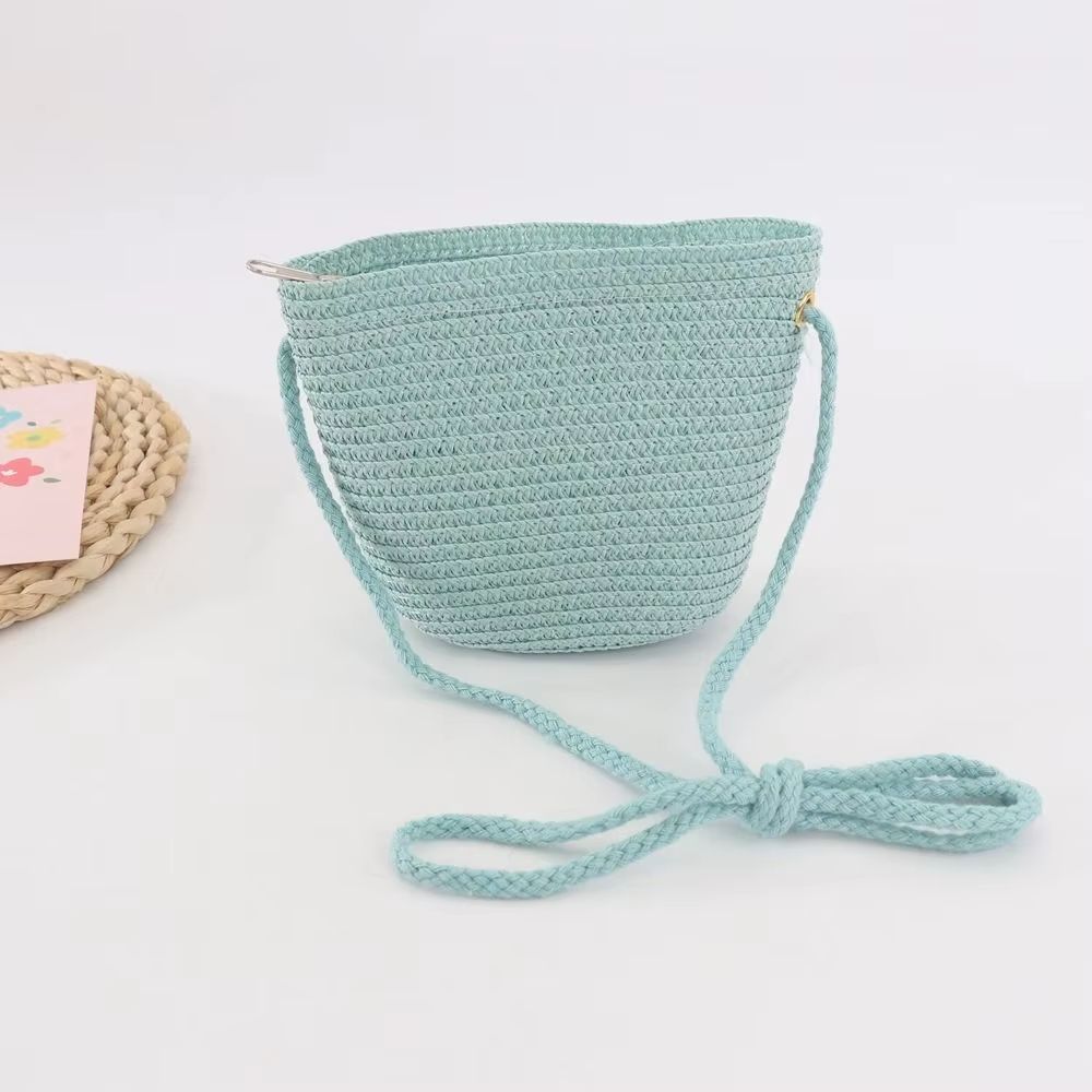 New Summer Children Girls Shoulder Bag Creative Pure Color Straw Messenger Bag Kids Coin Purse Cute Princess Mini Handbag