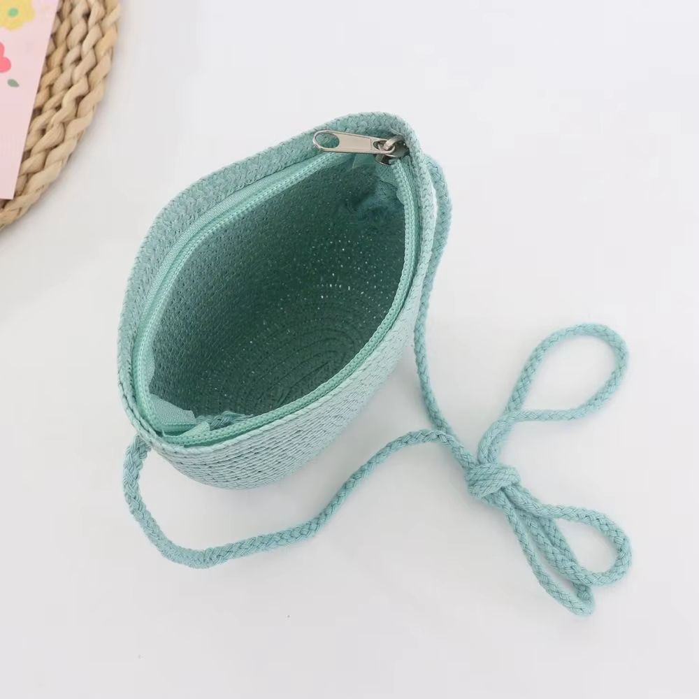 New Summer Children Girls Shoulder Bag Creative Pure Color Straw Messenger Bag Kids Coin Purse Cute Princess Mini Handbag