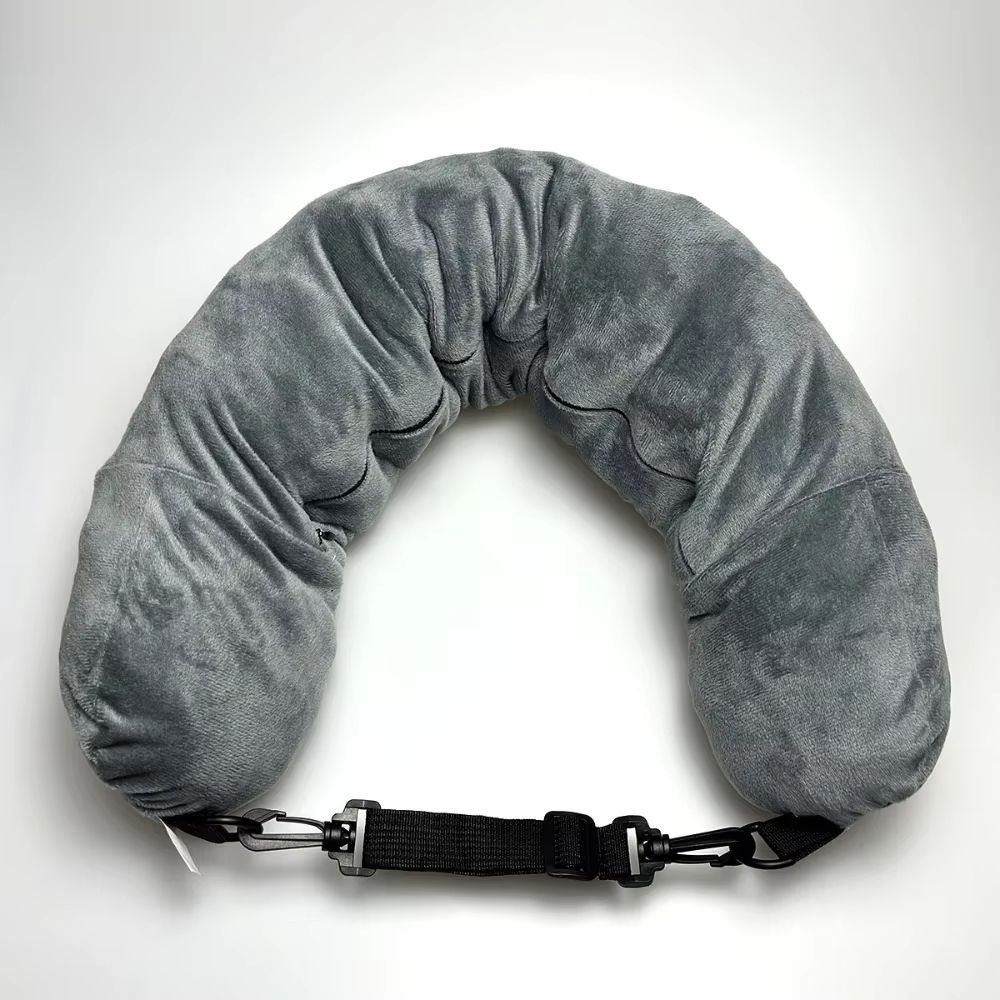 Travel Pillow With Storage Pouch, Adjustable Polyester Neck Support, Comfortable & Lightweight