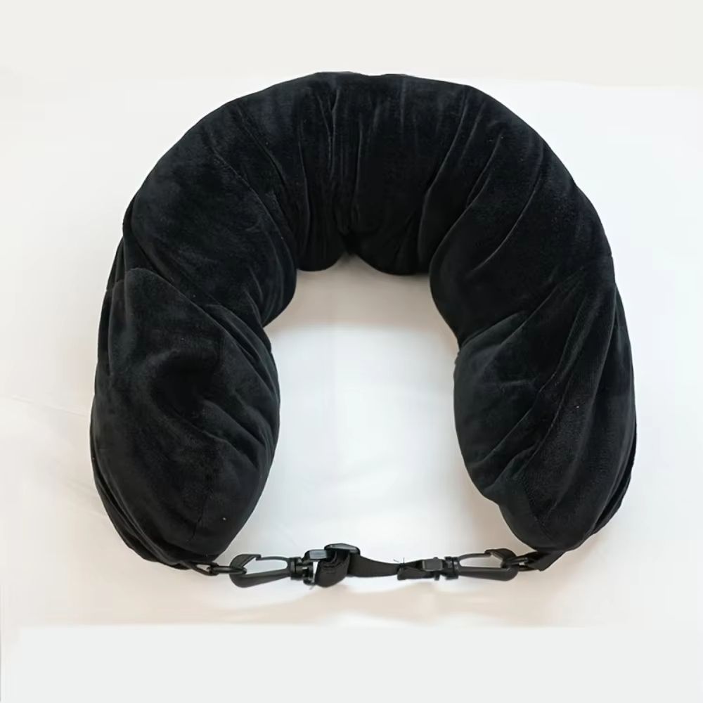 Travel Pillow With Storage Pouch, Adjustable Polyester Neck Support, Comfortable & Lightweight