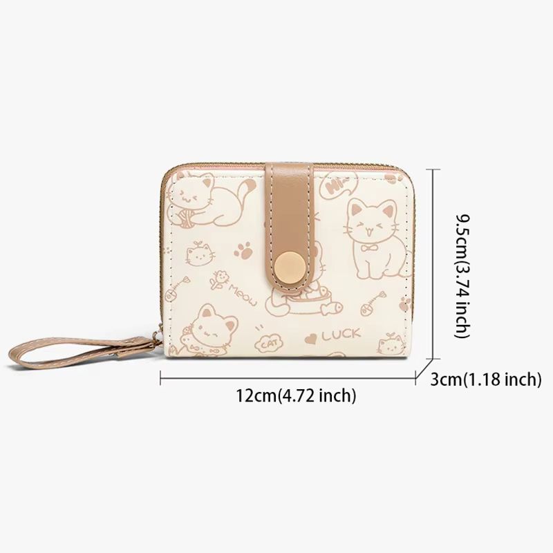 Cute Cat Wallets for Women Card Holder Small Purses with Zip Coin Pocket High Quality Square Hand Bags