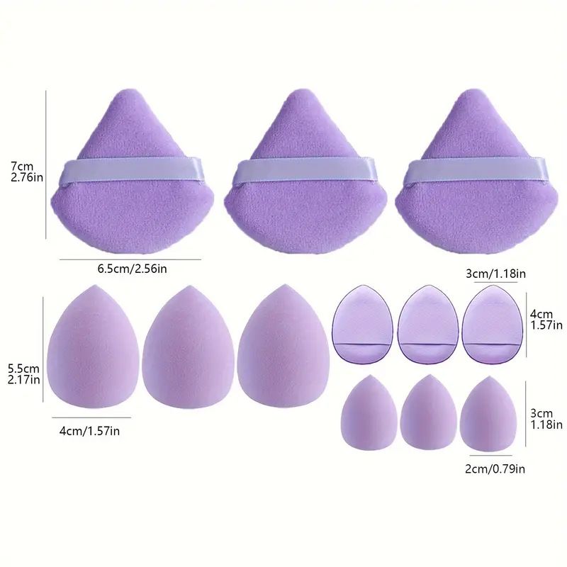 12pcs Makeup Puff Kit Blending Sponge Triangle Powder Puff Finger Air Puff For Flawless Make Up Beauty Tool Facial Tool