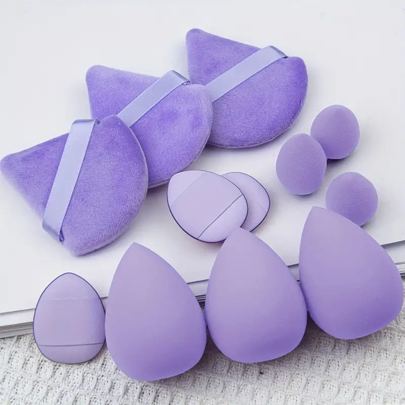 12pcs Makeup Puff Kit Blending Sponge Triangle Powder Puff Finger Air Puff For Flawless Make Up Beauty Tool Facial Tool