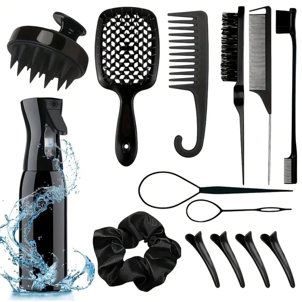 12pcs/set Anti static Detangling Hairbrush set curly hair comb Massage hollow comb Salon professional hairdressing tools set