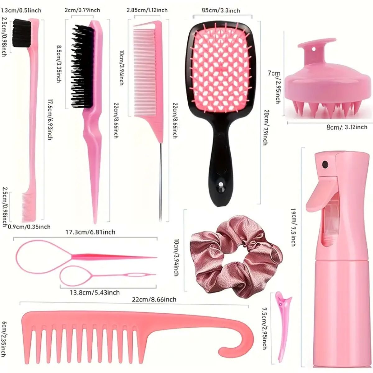 12pcs/set Anti static Detangling Hairbrush set curly hair comb Massage hollow comb Salon professional hairdressing tools set