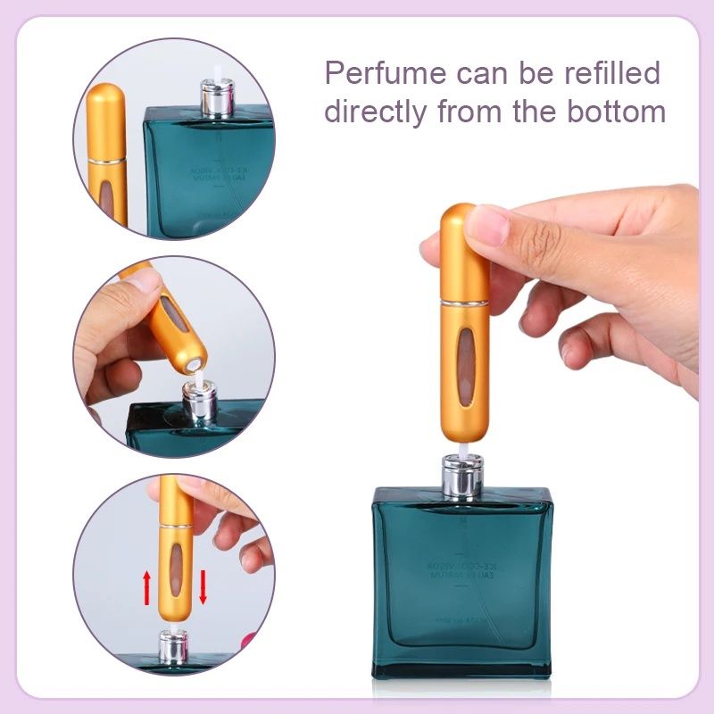 5ml*10pcs Portable Perfume Atomizer Liquid Container Portatil For Cosmetics Mini Aluminum Spray Alcochol Empty Refillable Bottle