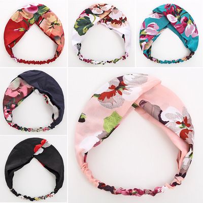 Women Girls Summer Bohemian Hair Bands Print Headbands Retro Cross Turban Bandage Bandanas HairBands Hair Accessories Headwrap