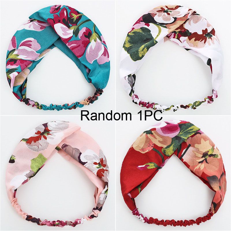 Women Girls Summer Bohemian Hair Bands Print Headbands Retro Cross Turban Bandage Bandanas HairBands Hair Accessories Headwrap