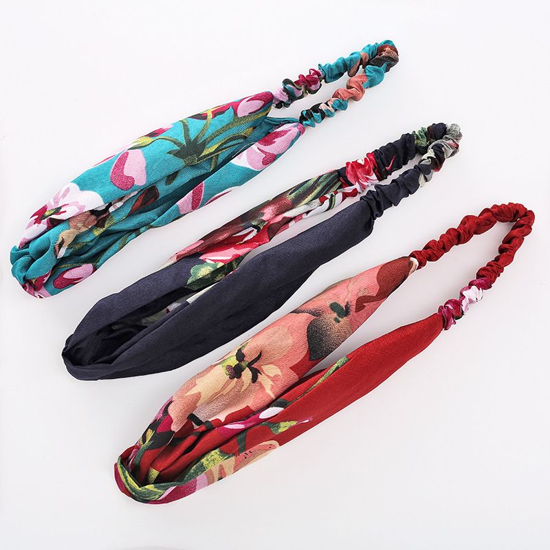 Women Girls Summer Bohemian Hair Bands Print Headbands Retro Cross Turban Bandage Bandanas HairBands Hair Accessories Headwrap