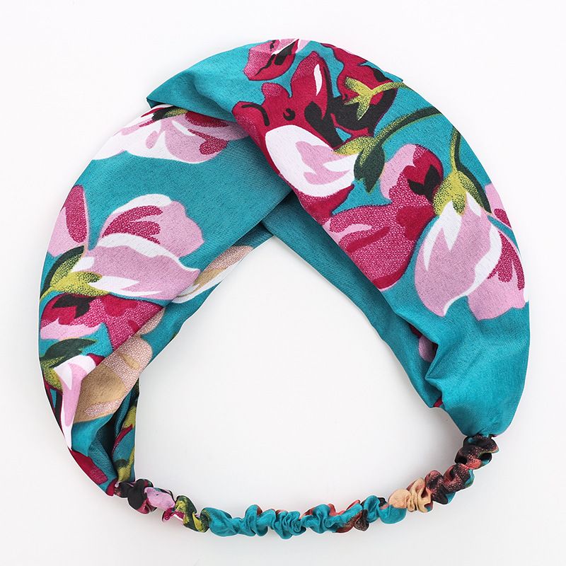 Women Girls Summer Bohemian Hair Bands Print Headbands Retro Cross Turban Bandage Bandanas HairBands Hair Accessories Headwrap