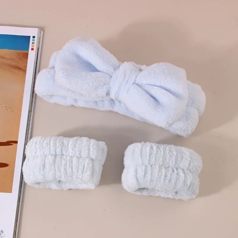 3Pcs Spa Headband Wristband for Washing Face Microfiber Makeup Towel Hair Bands Washband Scrunchies Absorbent Wrist Sweatband