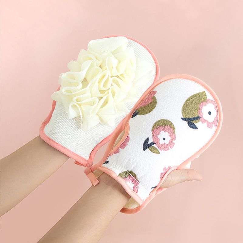 1pc Double Sides Portable Bath Gloves Body Scrubber Shower Exfoliating Sponge Body Cleaning Brush Massage Mesh Bathing Tool