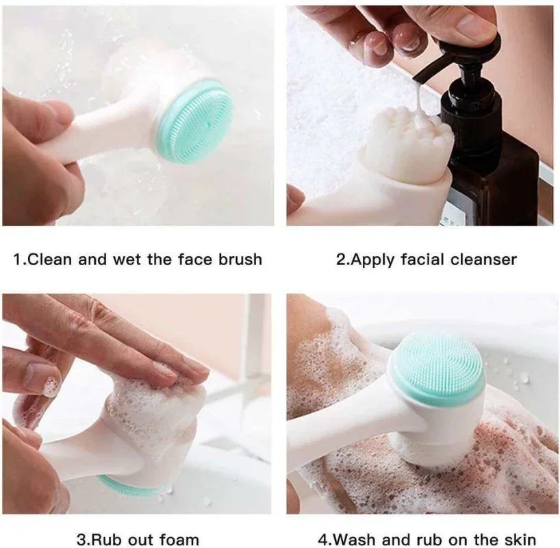 Face Wash Brush & Headband Set - Double Side Soft Bristles & Silicone Face Cleaning Brush Spa Headband For Face Skin Care - Gift