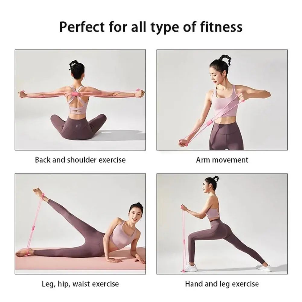 Resistance Bands Yoga 8 Word Tension Device Back Training Arm Open Fitness Rope Neck Exercise Stretch Equipment Belt Silico
