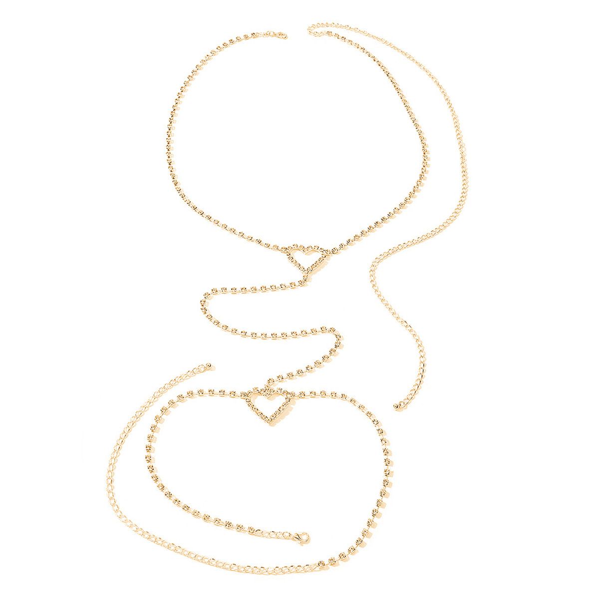 Stonefans Bohemian Crystal Heart Leg Chain Sexy Thigh Jewelry for Women Waist Belly Body Jewelry Rhinestone Leg Garter Chain