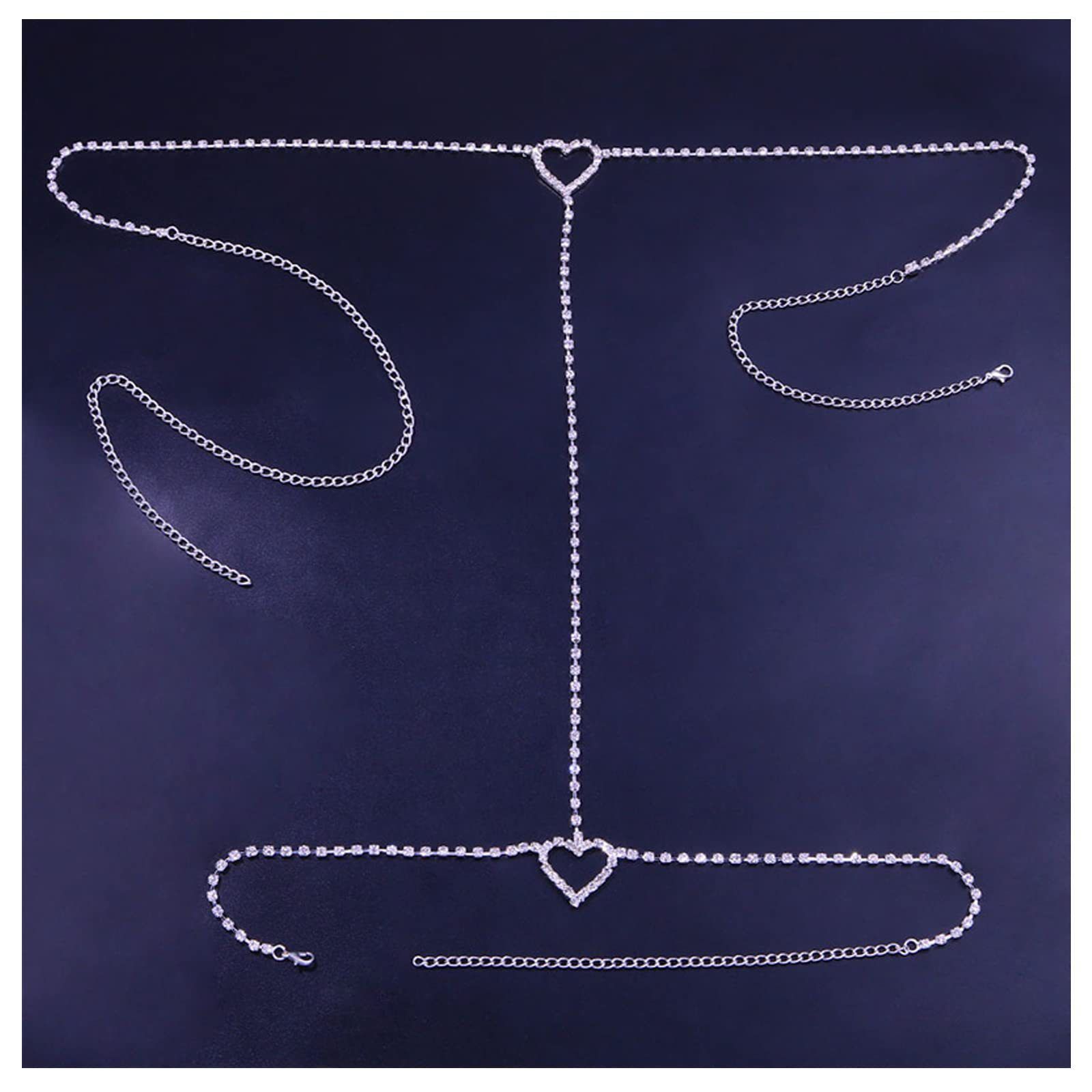 Stonefans Bohemian Crystal Heart Leg Chain Sexy Thigh Jewelry for Women Waist Belly Body Jewelry Rhinestone Leg Garter Chain