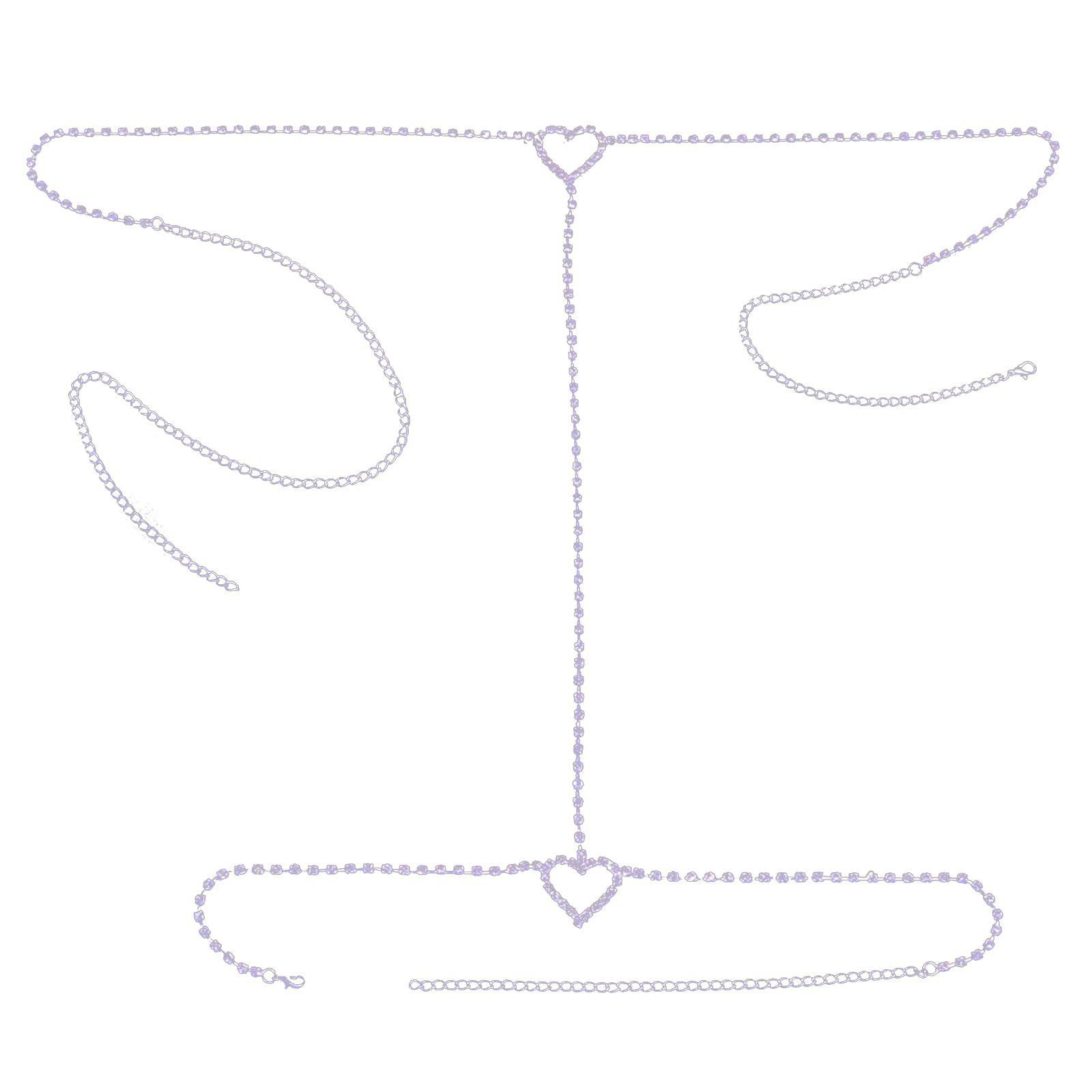 Stonefans Bohemian Crystal Heart Leg Chain Sexy Thigh Jewelry for Women Waist Belly Body Jewelry Rhinestone Leg Garter Chain