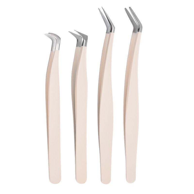 Multifunctional Tweezers Stainless Steel Eyelash Tweezers Grafting False Eyelash Patches False Eyelash Aids Portable Tweezers