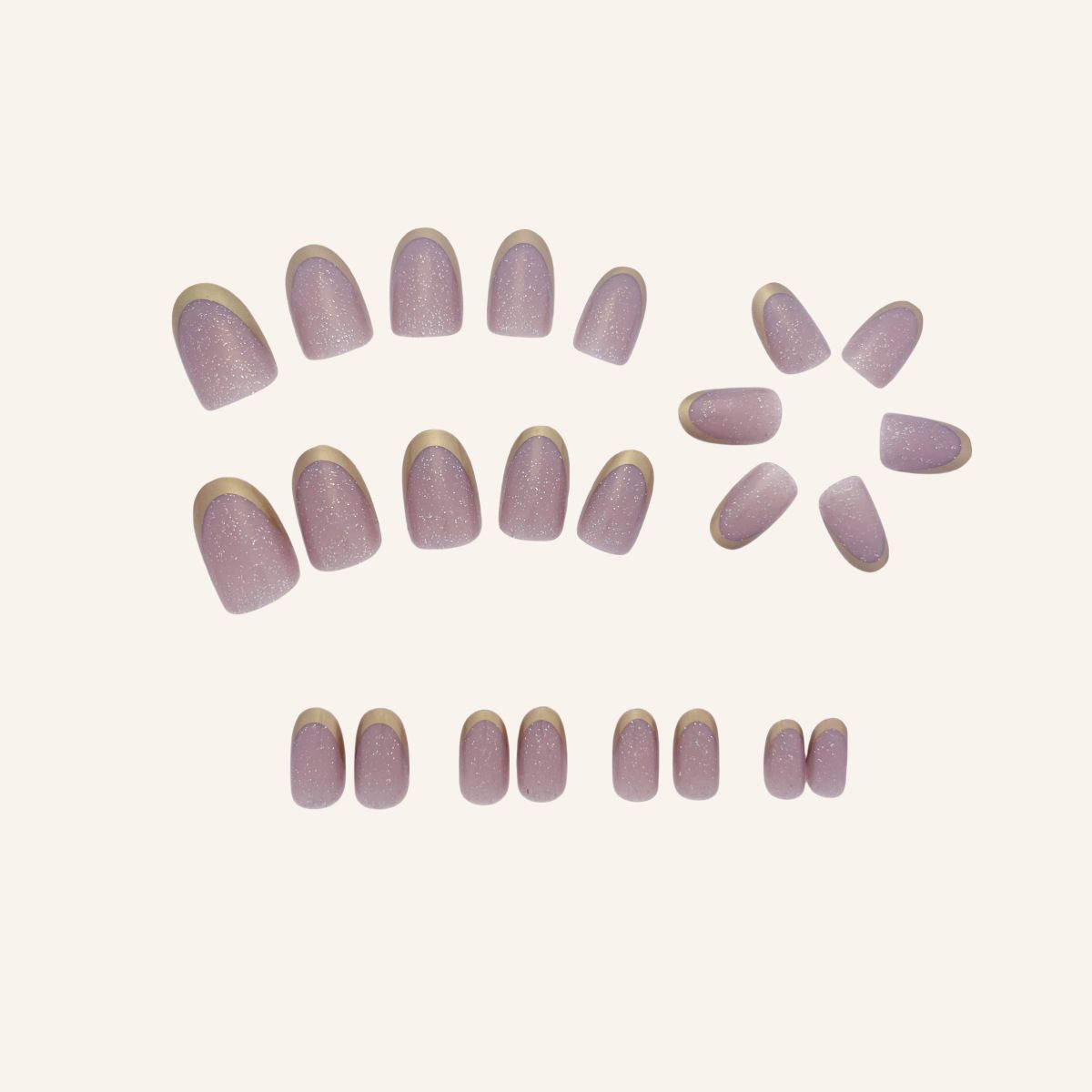 24Pcs/Set Short French Wearing Fake Nails Art Pink Gentle Girl Glitter Pearlized Press on Nail Tips Cute Natural Sweet Ins Style