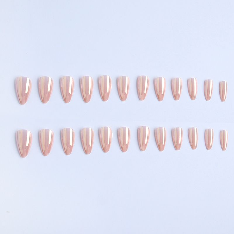 24Pcs/Set Almond Gradient Press On Nail Art Wearable Fake Nails Pointed Simple Ballet Coffin Reusable False Nails Tips Finished