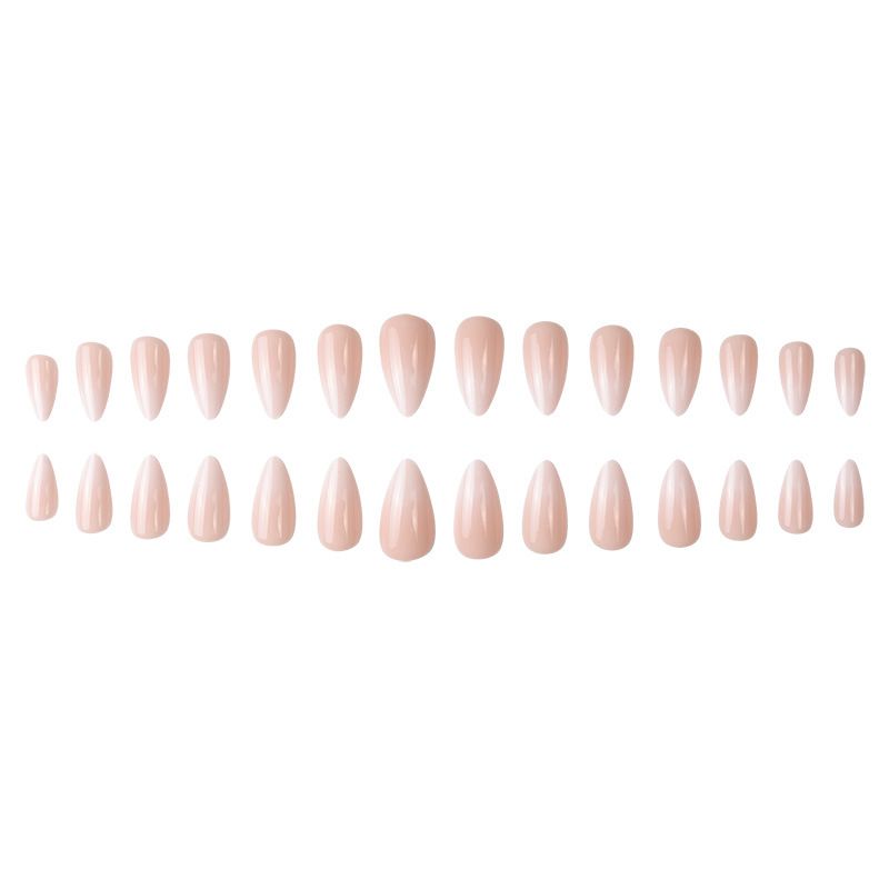 24Pcs/Set Almond Gradient Press On Nail Art Wearable Fake Nails Pointed Simple Ballet Coffin Reusable False Nails Tips Finished