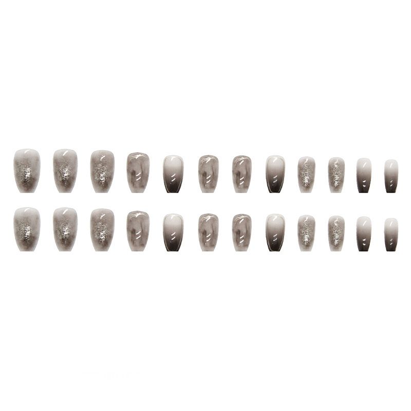 24pcs Gradient Fake Nails French Ballerina Nail Waterproof Faux Medium Coffin false nails Fingernails Press on Nails Tips view 6