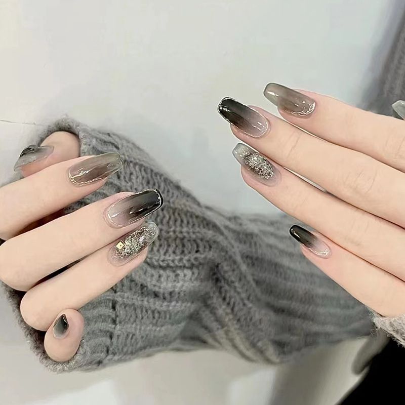 24pcs Gradient Fake Nails French Ballerina Nail Waterproof Faux Medium Coffin false nails Fingernails Press on Nails Tips view 5