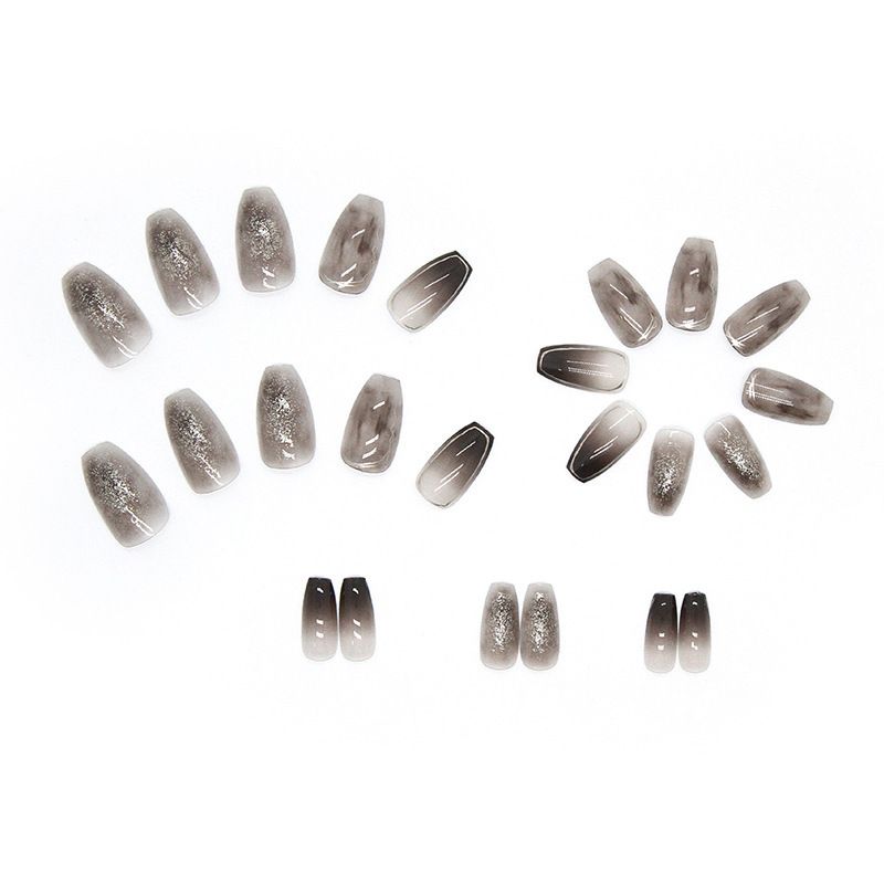 24pcs Gradient Fake Nails French Ballerina Nail Waterproof Faux Medium Coffin false nails Fingernails Press on Nails Tips view 8
