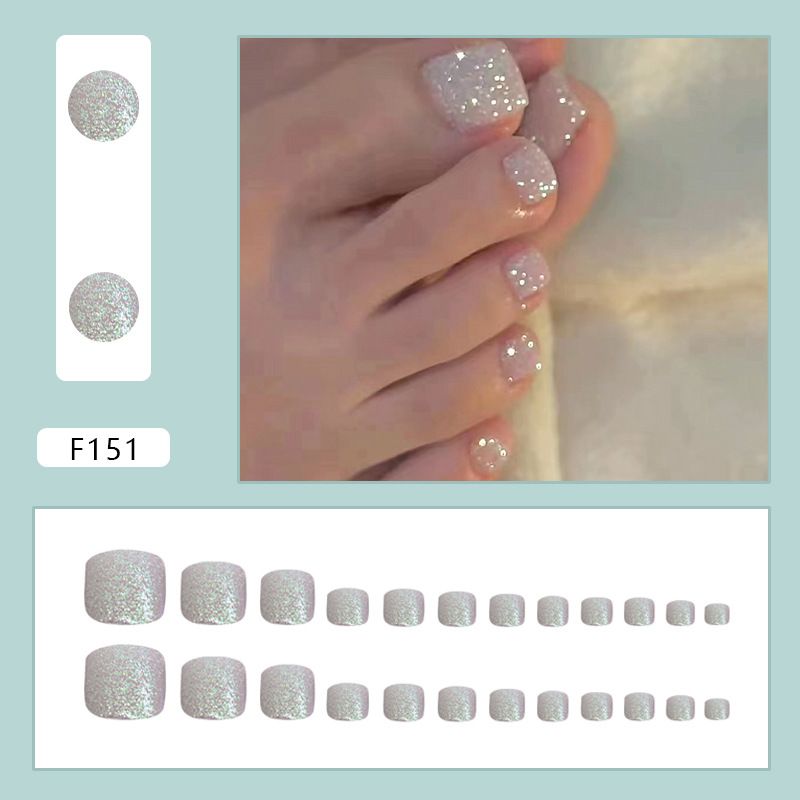 24pcs Fake Nails Wearable Press On Nails Pink Glitter Cute Reusable False Nail Ballerina Full Finished Artificial Nail Art Tips