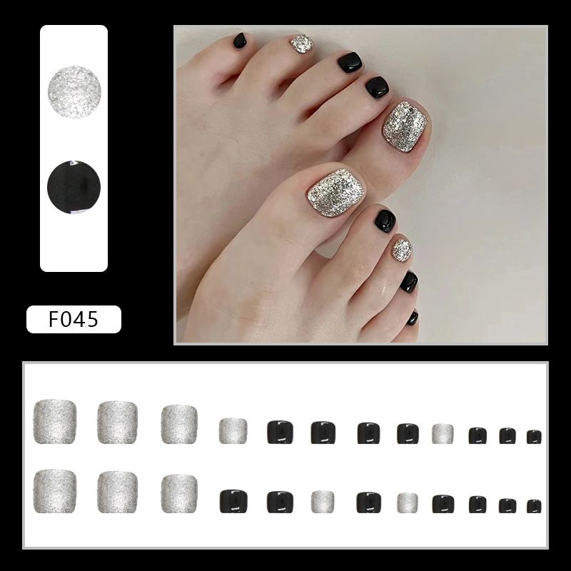 24pcs Fake Nails Wearable Press On Nails Pink Glitter Cute Reusable False Nail Ballerina Full Finished Artificial Nail Art Tips