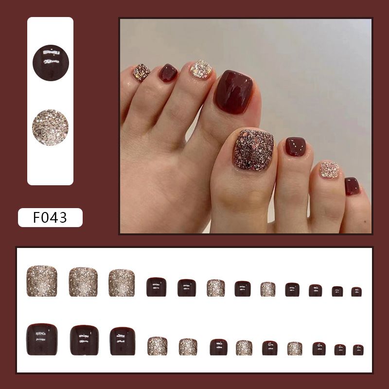 24pcs Fake Nails Wearable Press On Nails Pink Glitter Cute Reusable False Nail Ballerina Full Finished Artificial Nail Art Tips