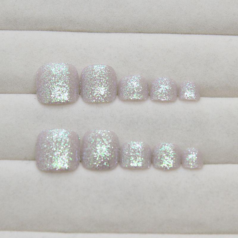 24pcs Fake Nails Wearable Press On Nails Pink Glitter Cute Reusable False Nail Ballerina Full Finished Artificial Nail Art Tips