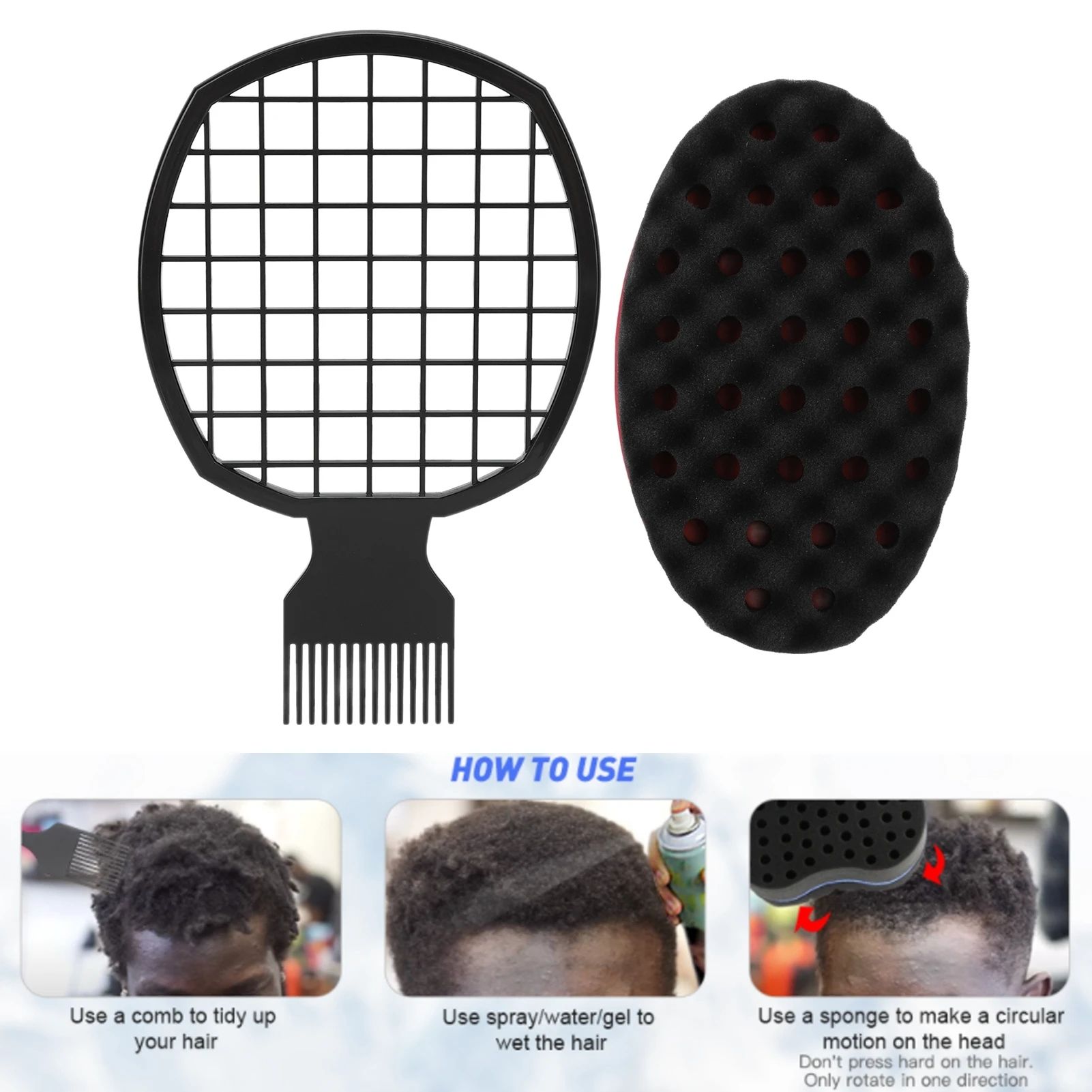 Oval Double Sides Magic Twist Hair Brush Sponge Brush Big Holes Barber Sponge Brush Twist Hair Afro Curl As Hair Care Tools
1,000+ sold