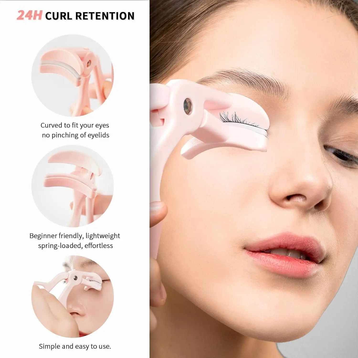 2pcs Portable One-Clip Eyelash Curler Easy To Operate Gecomo Long-Lasting Styling Wide-Angle And Partial Eyelash Curler Makeup Tools