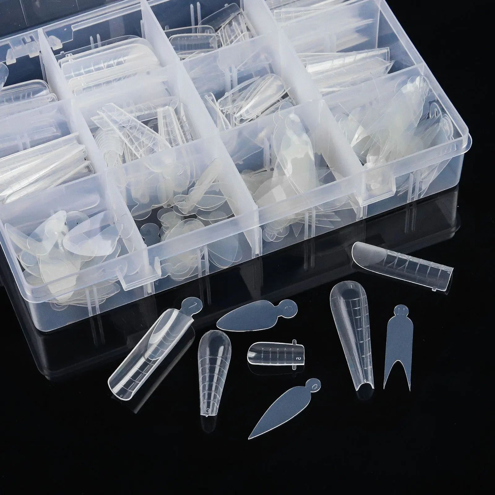 120/288pcs/Box Dual Forms False Nails Tips Sets For Gel Extension Quick Building French Nails Mold Soft Silicone Pads Manicure Tools
