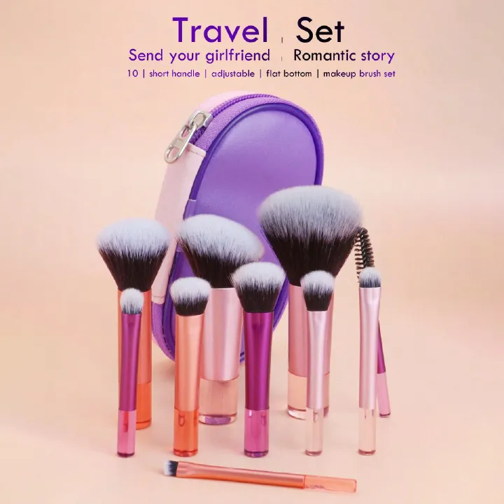 10pcs Mini Makeup Brush Set Powder Eyeshadow Foundation Blush Blender Concealer Beauty Makeup Tools Brush Professional Supplies