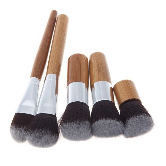11Pcs/Pack Natural Bamboo Handle Makeup Brushes Set High Quality Foundation Blending Cosmetic Make Up Tool Set With Cotton Bag