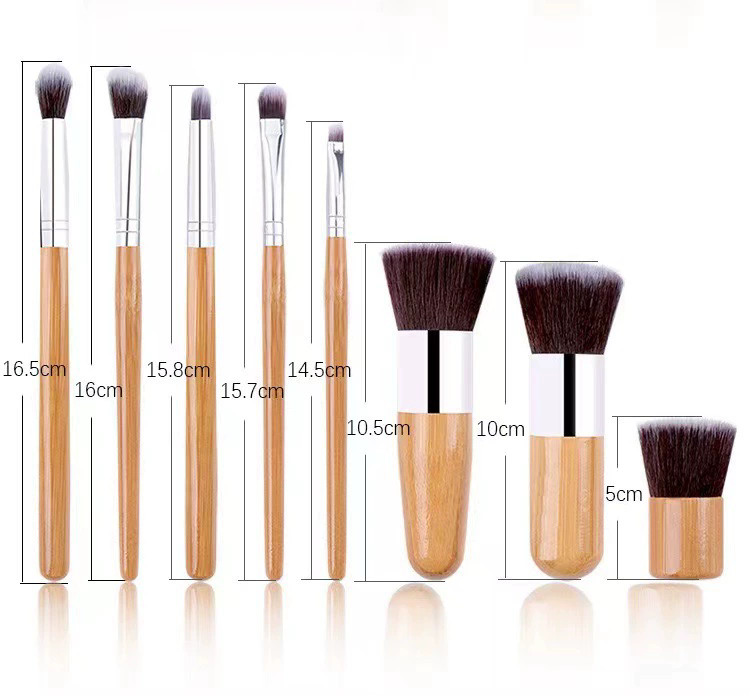 11Pcs/Pack Natural Bamboo Handle Makeup Brushes Set High Quality Foundation Blending Cosmetic Make Up Tool Set With Cotton Bag