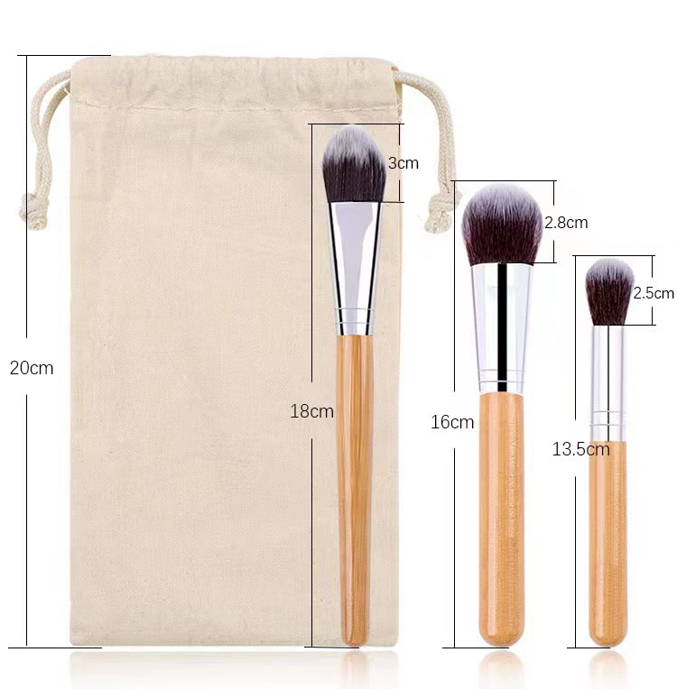 11Pcs/Pack Natural Bamboo Handle Makeup Brushes Set High Quality Foundation Blending Cosmetic Make Up Tool Set With Cotton Bag