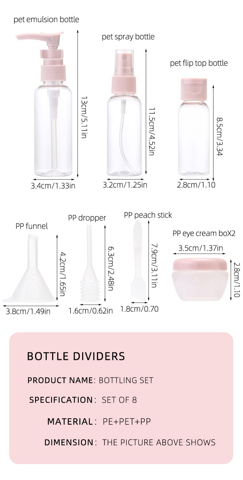 8pc/Set Travel Mini Makeup Cosmetic Face Cream Pot Bottles Plastic Transparent Empty Make Up Container Bottle Travel Accessories