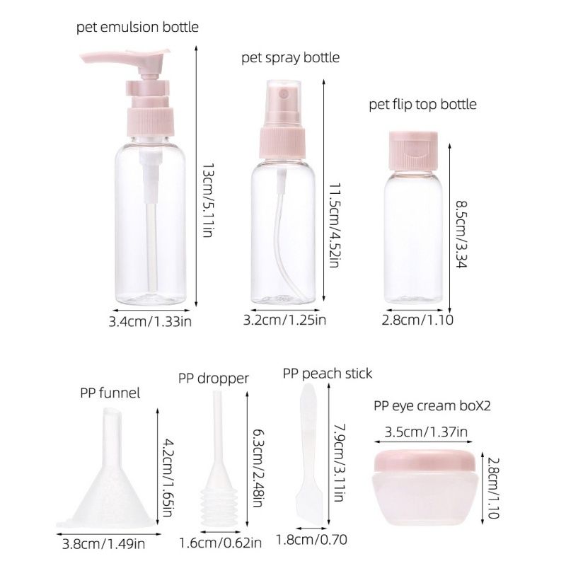8pc/Set Travel Mini Makeup Cosmetic Face Cream Pot Bottles Plastic Transparent Empty Make Up Container Bottle Travel Accessories