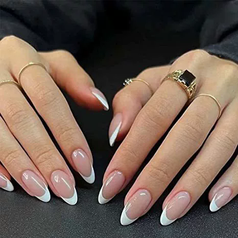 24Pcs/Set Almond Gradient Press On Nail Art Wearable Fake Nails Pointed Simple Ballet Coffin Reusable False Nails Tips Finished