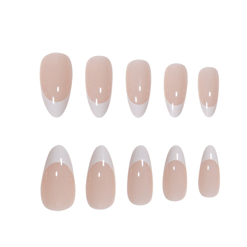 24Pcs/Set Almond Gradient Press On Nail Art Wearable Fake Nails Pointed Simple Ballet Coffin Reusable False Nails Tips Finished
